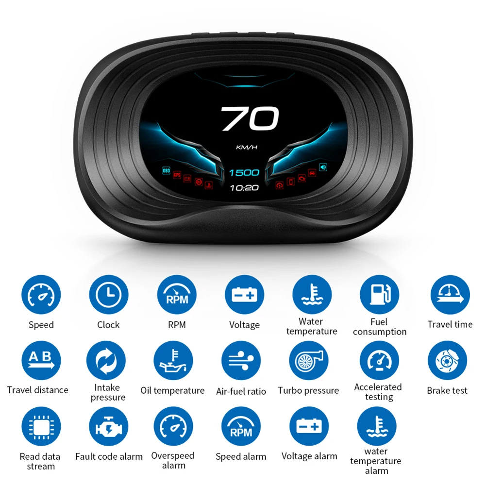 

OBD2 Электроника HUD 3-дюймовый экран универсальная сигнализация на лобовое стекло Бортовая автомобильная система сигнализации дисплей скорости напряжения автомобиля автостайлинг