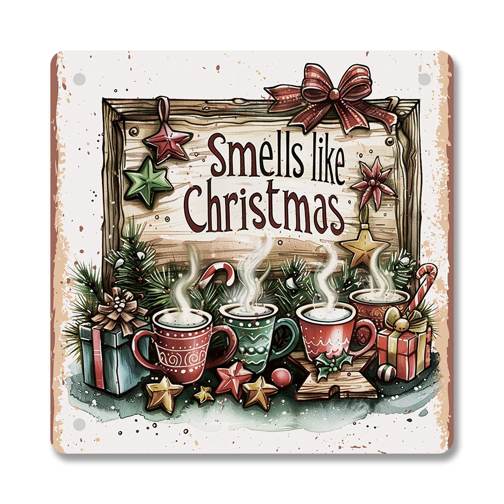 Рождественские металлические жестяные вывески для настенной художественной