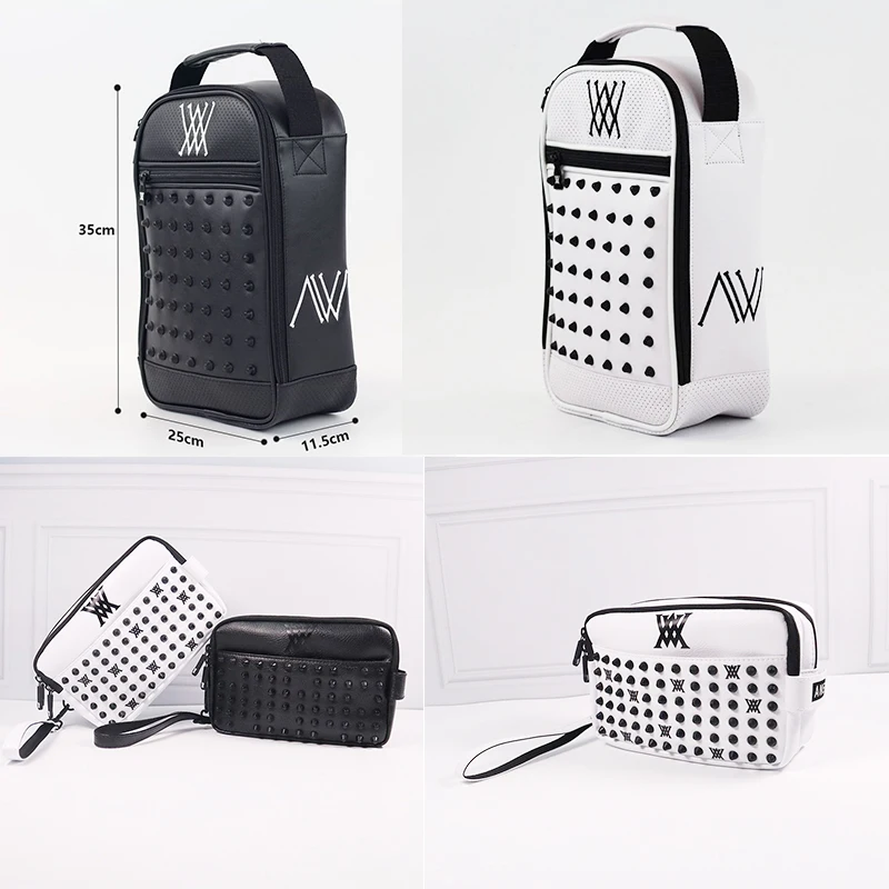 Golf  shoe bag Golf Bags Fashion Trend Rivet Handbag Men's and Women's Universal Two Zipper Independent Space Clutch Bag