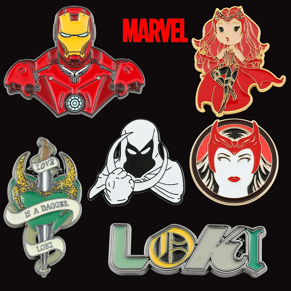 Значок супергероя Marvel Железный человек Луна рыцарь алый ведьма Локи