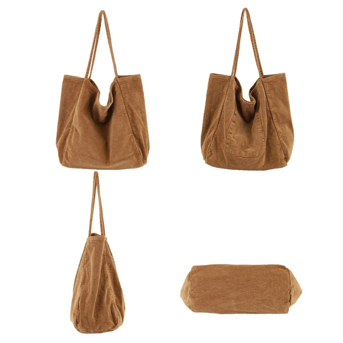 Large Capacity Corduroy Tote Women Casual Shoulder Bag