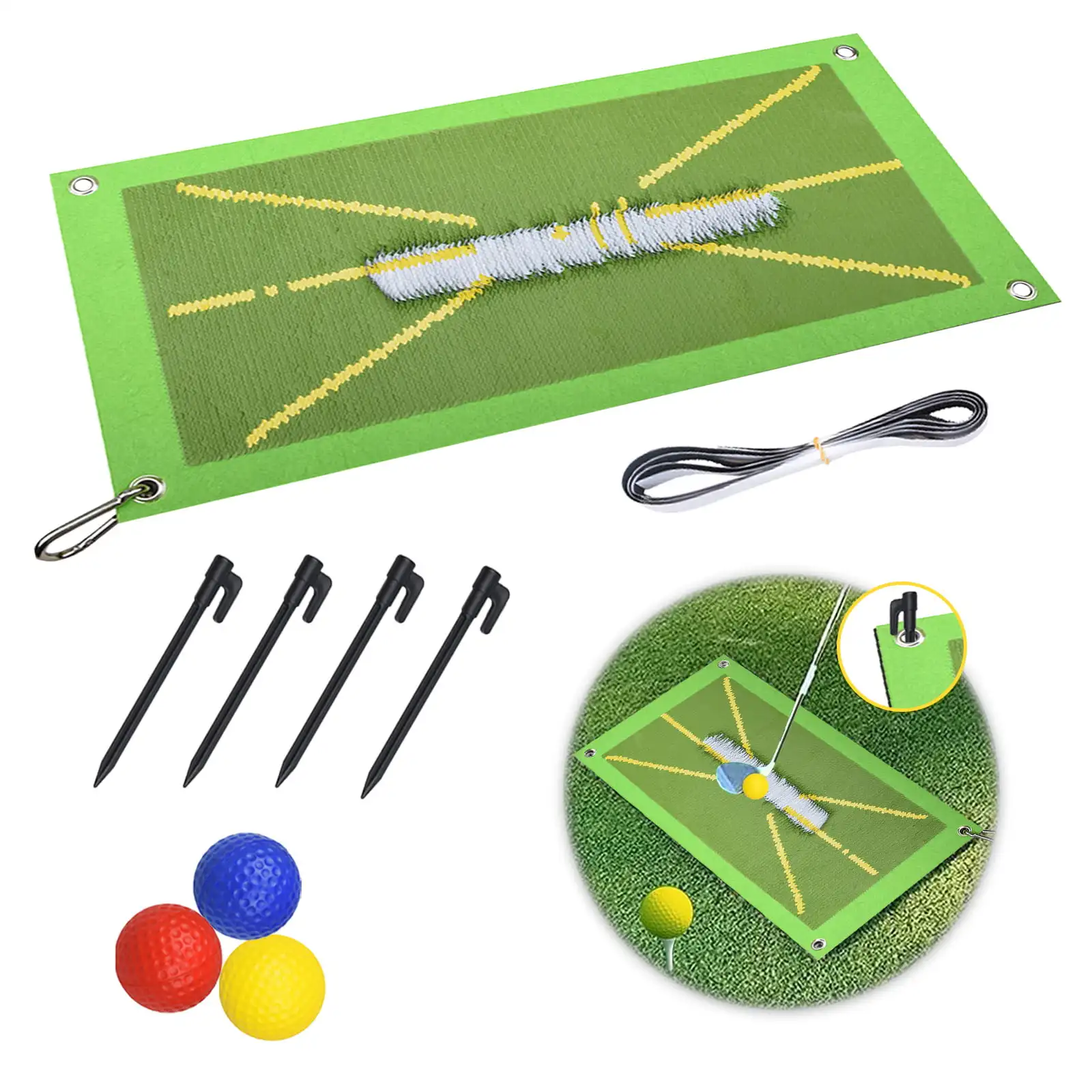 

Portable Golf Training Mat Set Premium Golf Mat Path Feedback Golf Practice Mats Advanced Golf Hitting Mat for Indoor Outdoor G