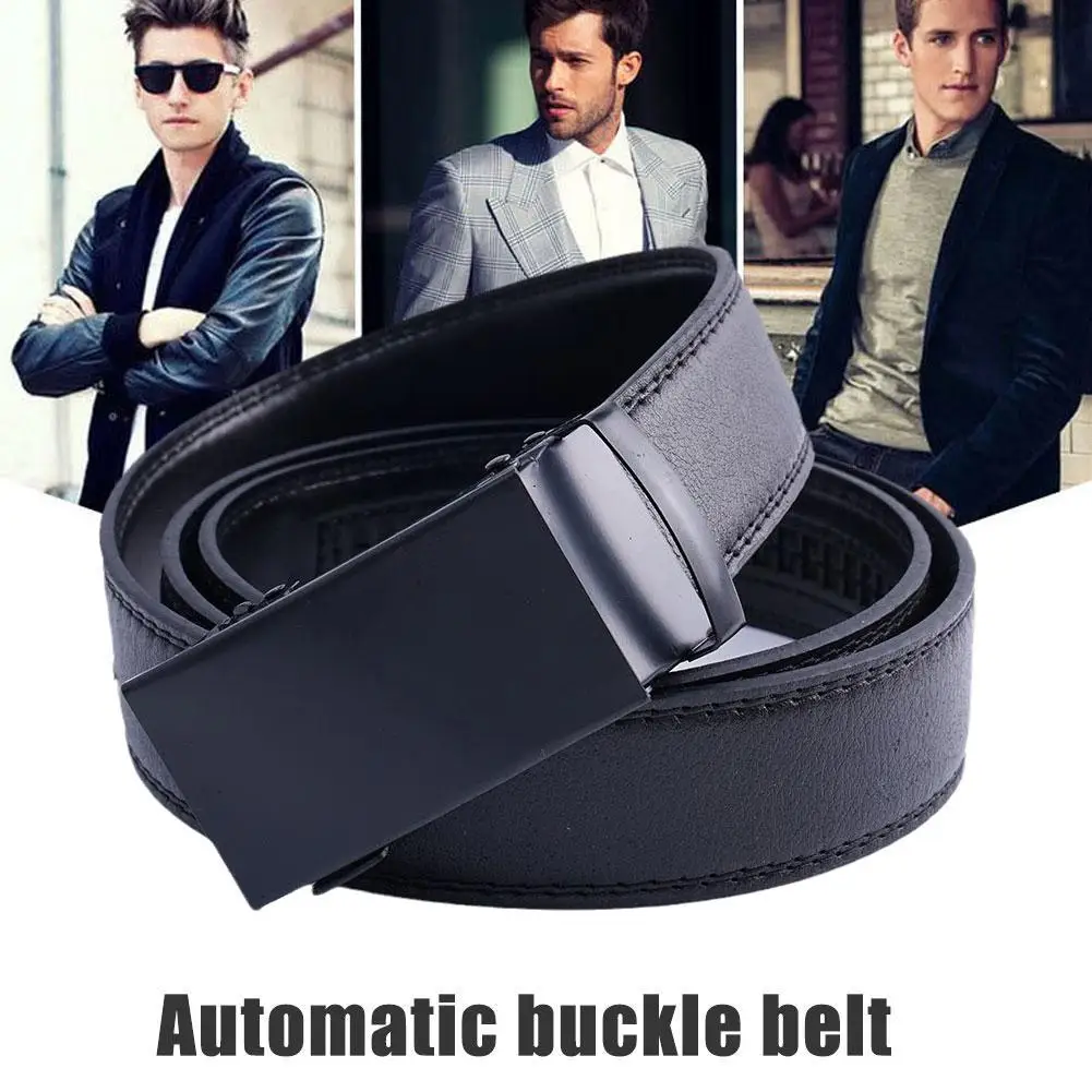 

Ремень мужской автоматический из искусственной кожи высокого качества, пояс для деловых брюк M9E7
