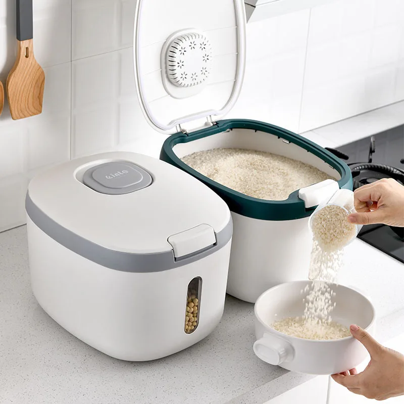 

Kitchen Container 5KG 10KG Bucket Nano Insect-Proof Moisture-Proof Rice Box Grain Sealed Jar Home Storage Pet Dog Food Store Box
