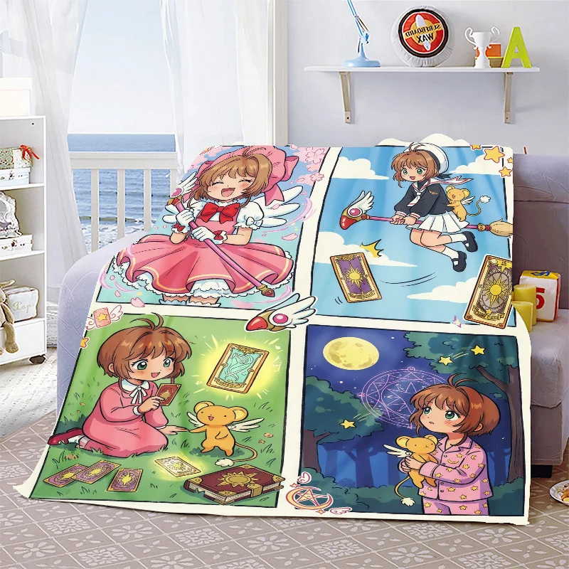 Фото Мягкое фланелевое одеяло Cardcaptor Sakura, теплое, уютное, легкое одеяло для дивана, кровати, домашнего декора -QJY №4