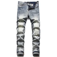 jeans graphic brand fashion pants retro pattern stretch leg american elastic trend geometric print trousers mens tight custom