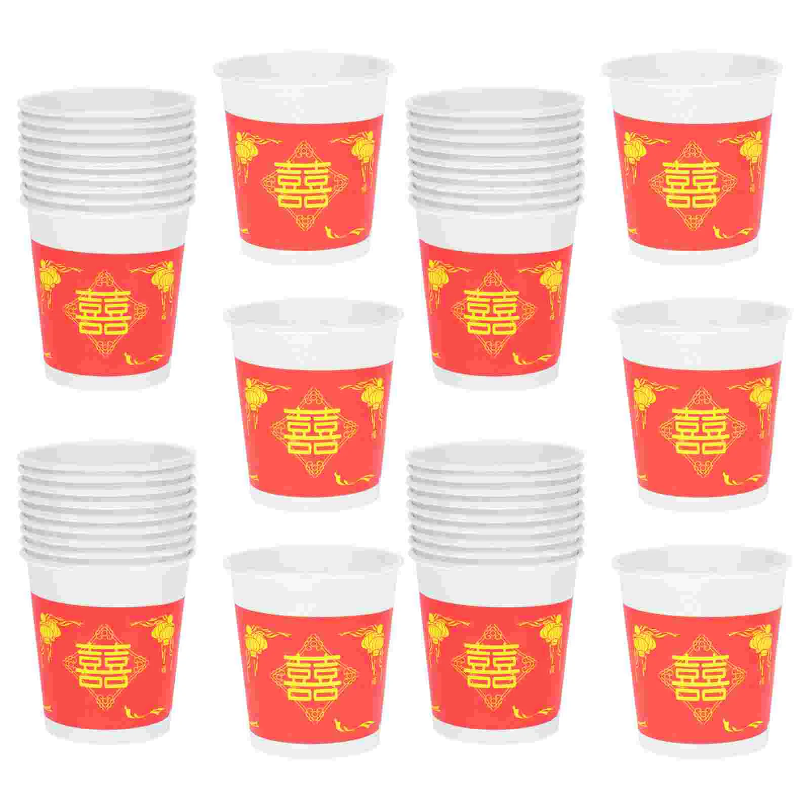

Cups Paper Wedding Disposable Chinese Tea Cup Coffee Party Banquet Hot Oz Beverage Drinking Red Serving Off Thicken One