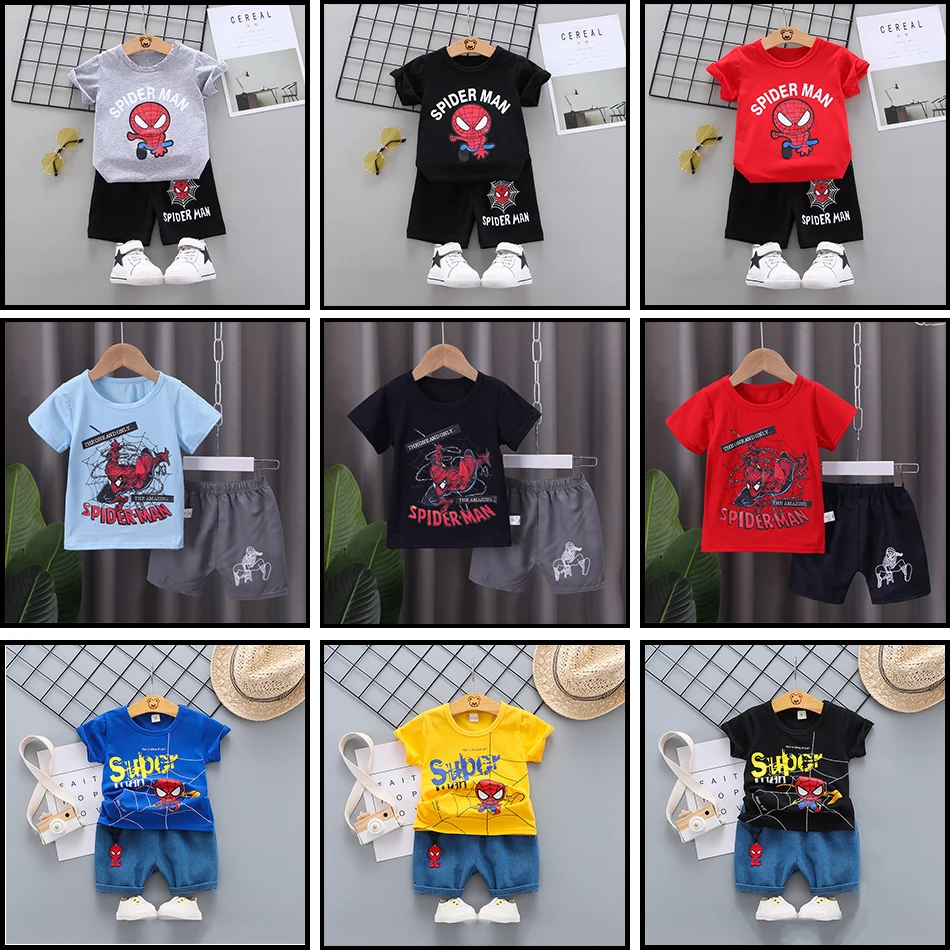 Комплект одежды для мальчиков Человек-паук летняя детская футболка с брюками