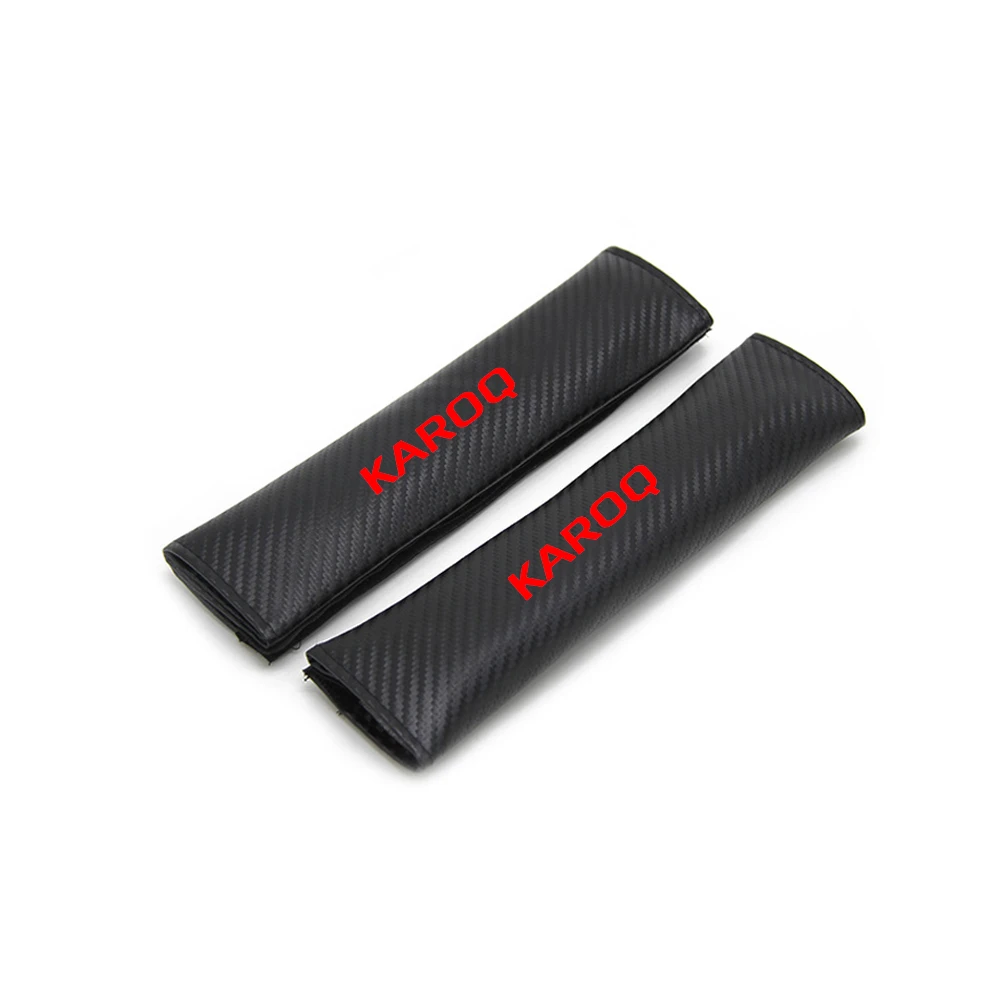 For Skoda KAROQ Car Safety Seat Belt Harness Shoulder Adjuster Pad Cover Carbon Fiber Protection Cover Car Styling 2pcs