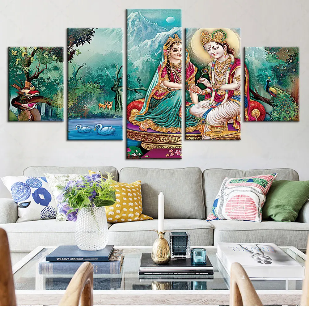 

Artsailing Modern Art Print Hinduism Painting 5 Piece Canvas Office Decoration Modular Cuadros Room Decoration Aesthetic Artwork