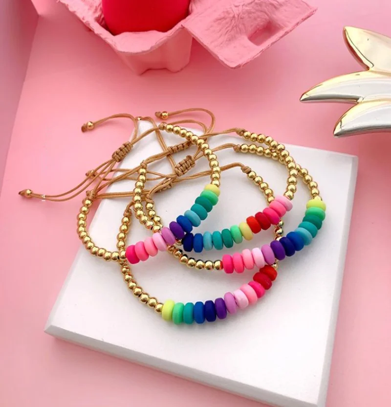 

6Pcs Ins jewelry rope chain handmade Gold Bead Handmade Braided Bracelets