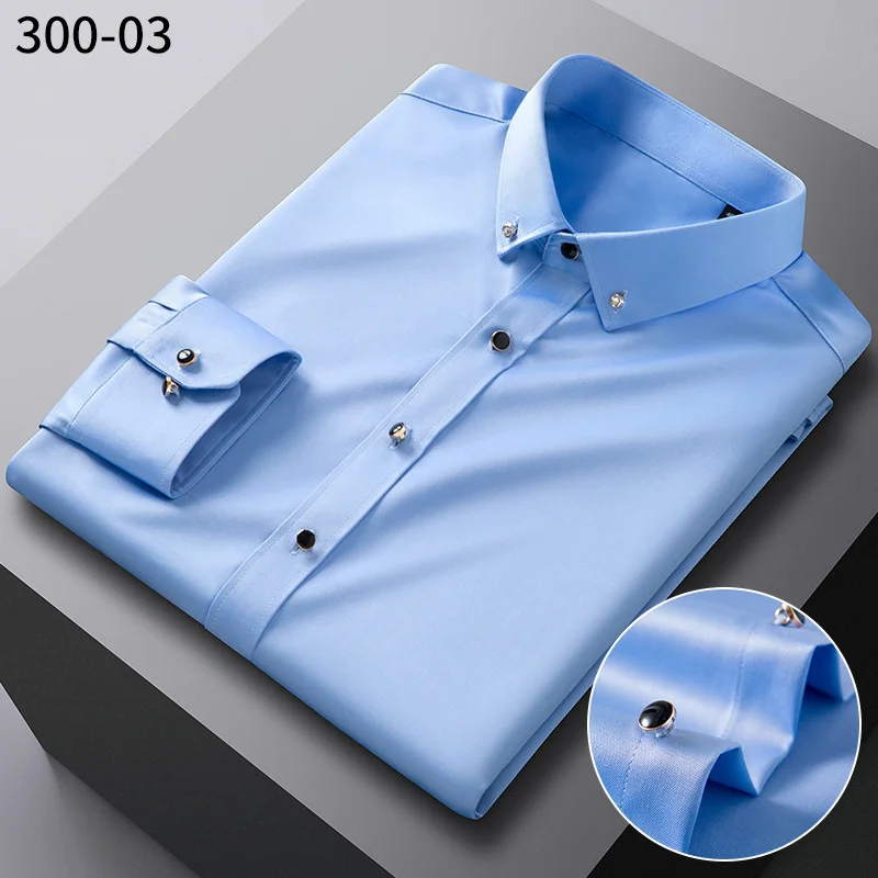 2022 New Men's Long Sleeve Elastic Comfortable Korean Slim Fit Business Casual Shirts