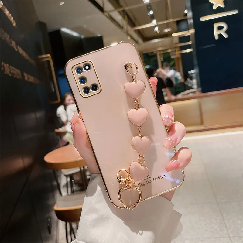 

New Luxury Bracelet Cover For OPPO A72 Case A 72 Silicone Case for oppo A52 A72 A92 A54 A74 A94 A16 A15S A15 A91 A93 A95 Case