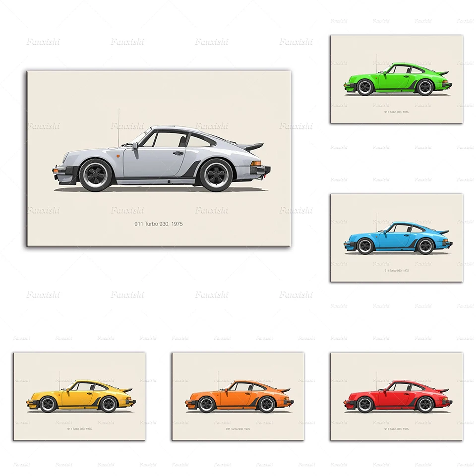 

Porsche 911 Turbo автомобильные плакаты иллюстрация принты автомобиль искусство на стену для декора детской дома офиса искусство домашний декор