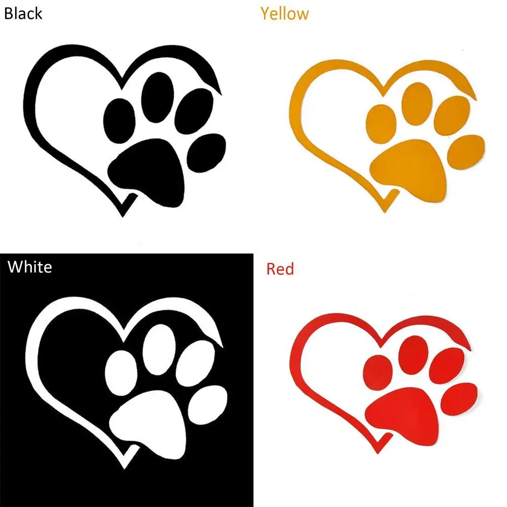 1PC Модная милая собачья лапа с персиковым сердцем автомобильная отражающая наклейка Картонное животное берет кошку, любит след домашнего питомца.