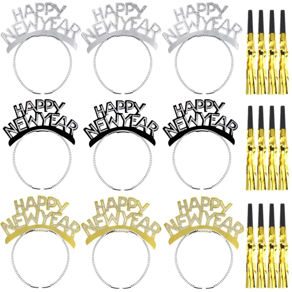 

12 Metallic Fringed Noise Maker Pieces Glitter Musical Blowouts Squawker Whistle
