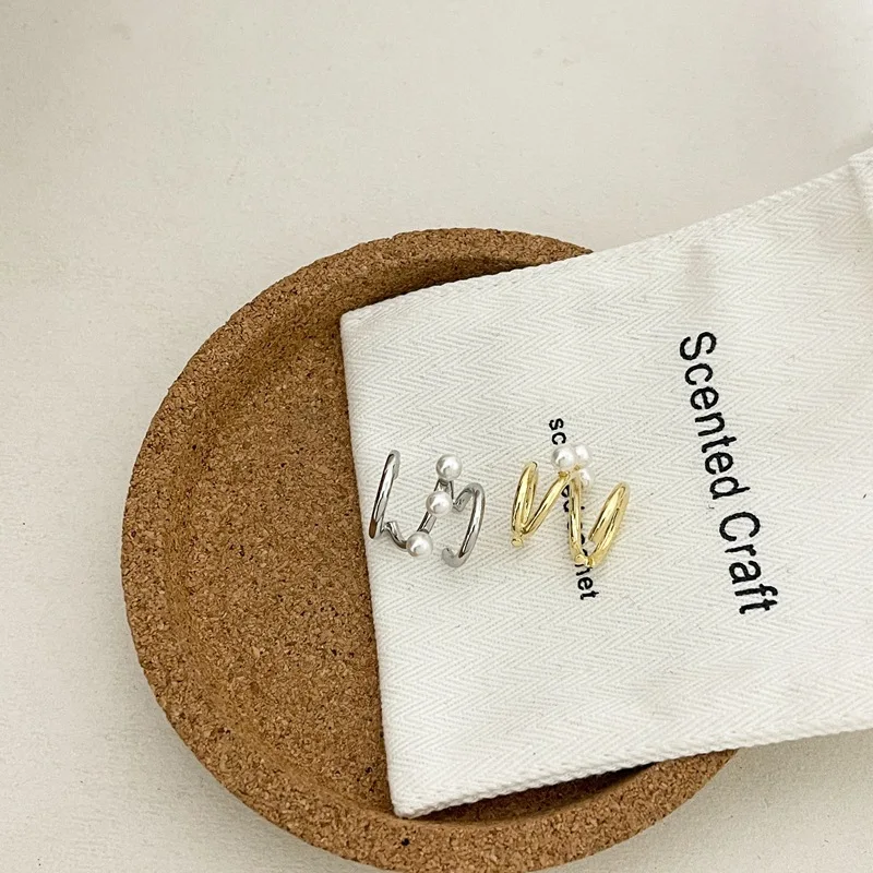 Chic Circle Ear Cuff Fake Piercing Earcuff Pearl Earrings Faux Non Pierced Clip on Jewelry |