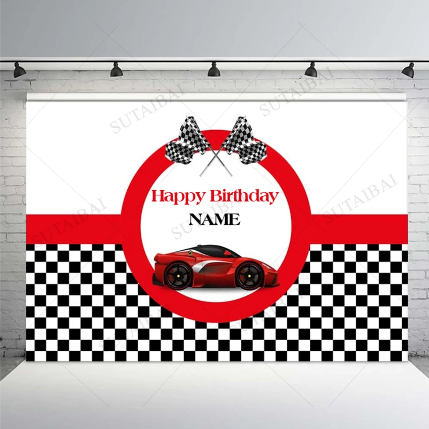 

Race Car Customed Personalized Banner Poster Background Boy Borthday Decorate Room Props Vinyl Cloth Booth Happy Sweet Photocall