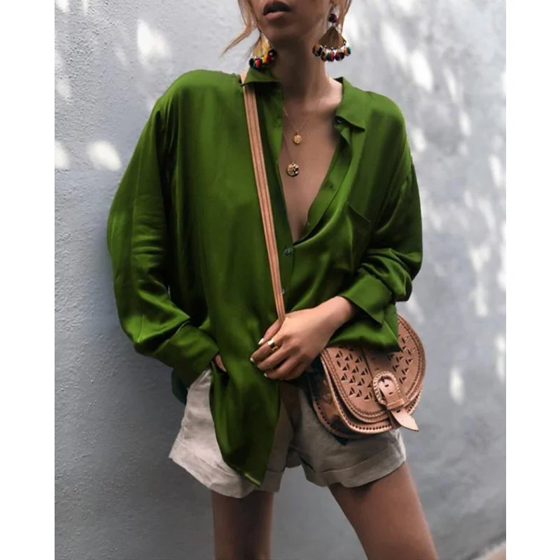 

2023 Casual Streetwear Blouses Fashion Shirt Spring and Summer Women Long Sleeve Tops Clothes Pocket Cardigan Loose Shirt 24849