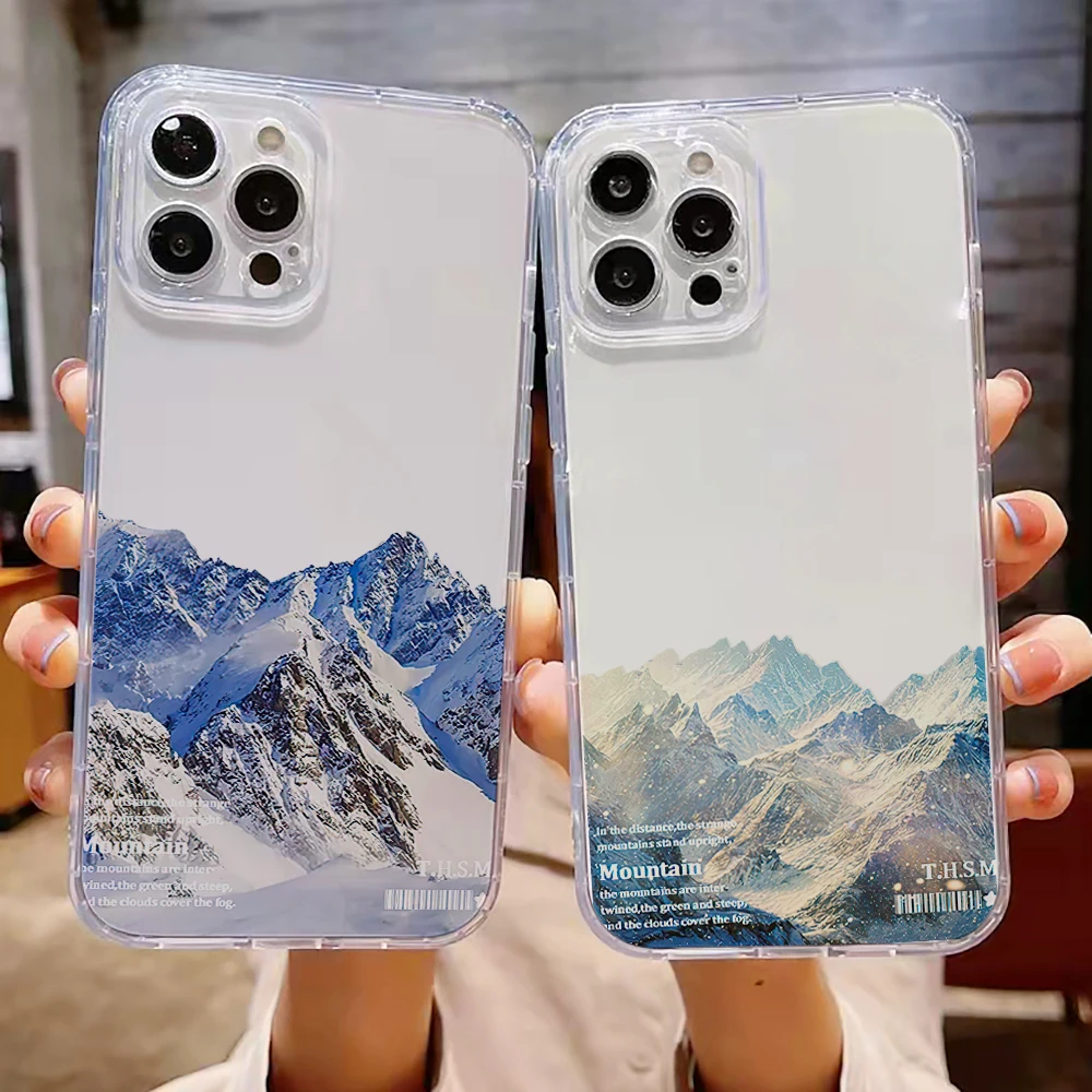 

INS Vintage Mountain Phone Case For iPhone 11 12 13 Pro MAX 8 7 6s 6 Plus 13 12 Mini X XR XS MAX Lens Protective Funda Coque