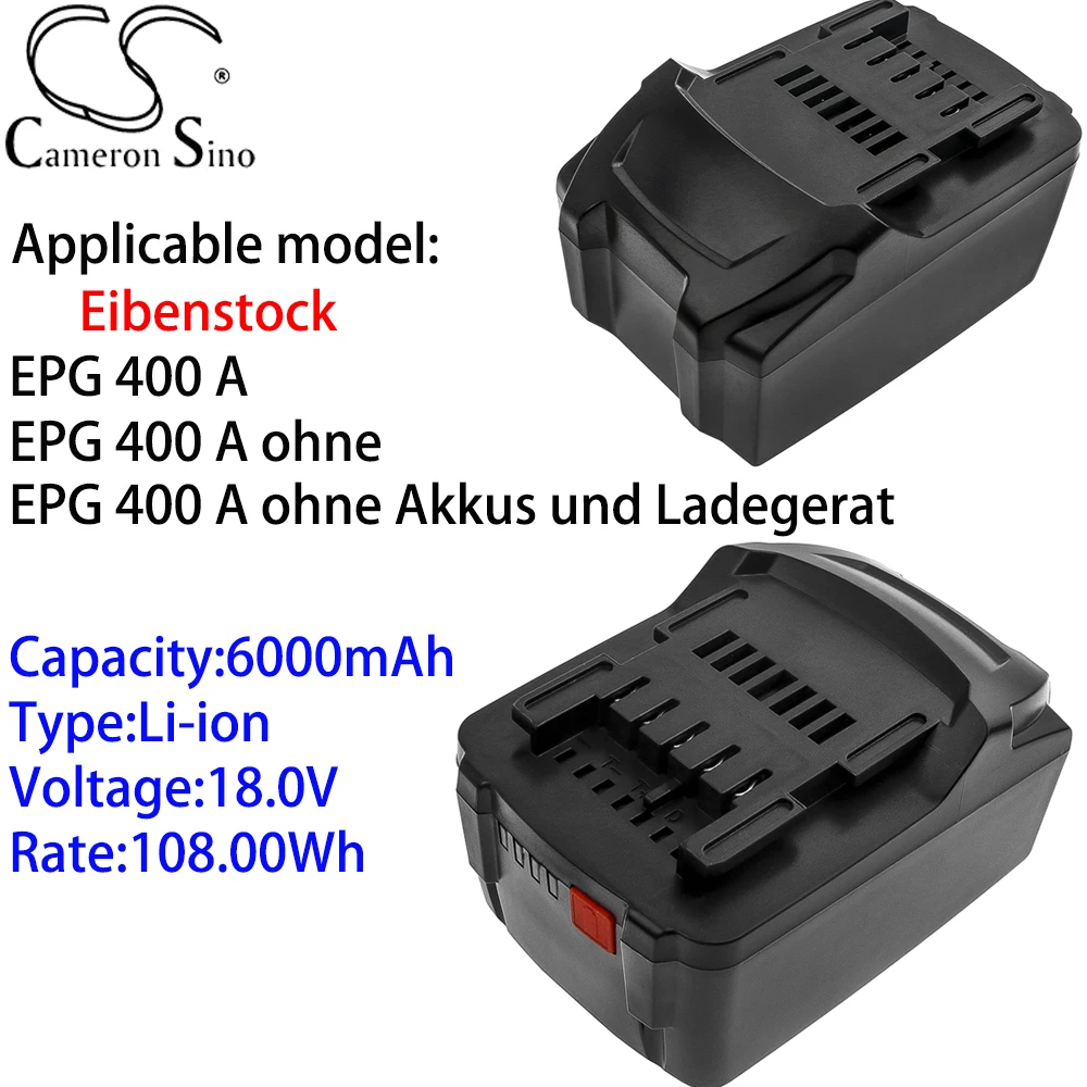 

Cameron Sino Ithium Battery 6000mAh 18.0V for Eibenstock,EPG 400 A,EPG 400 A Ohne,EPG 400 A Ohne Akkus Und Ladegerat
