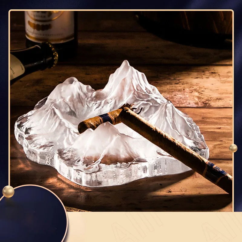 

Modern Glass Ashtray Hotel Desktop Matte Texture Ashtrays Coffee Table Light Luxury Iceberg Relief Ash Tray Home Decoration