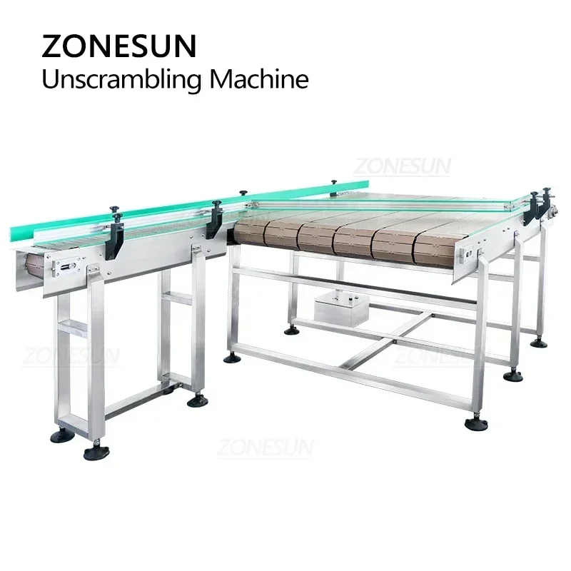 Фото Автоматическая конвейерная линия ZONESUN ZS-CB190 для размещения бутылок с настраиваемой цепной конвейерной лентой для упаковки вина и воды №1