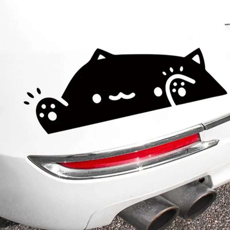 

4pcs Car Stickers Kawai Cat Car Body Decal Plastic Car Styling Accessories Auto Window Bumper Decal Black/White Auto Decoration