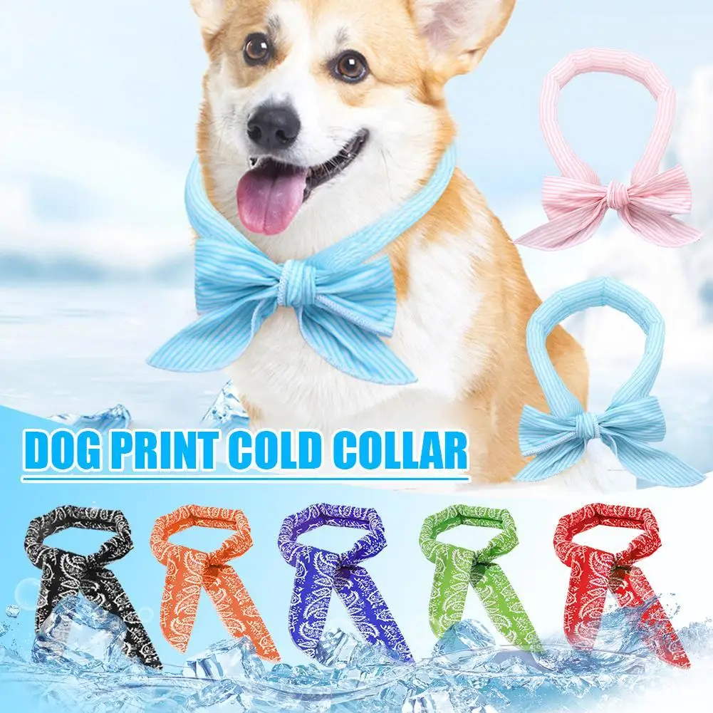 

Summer Dog Collar Cool Pet Dog Cooling Bandana Adjustable Ice Scarf Cute Print Dog Cooling Collar Heatstroke Pet Dog Accessories