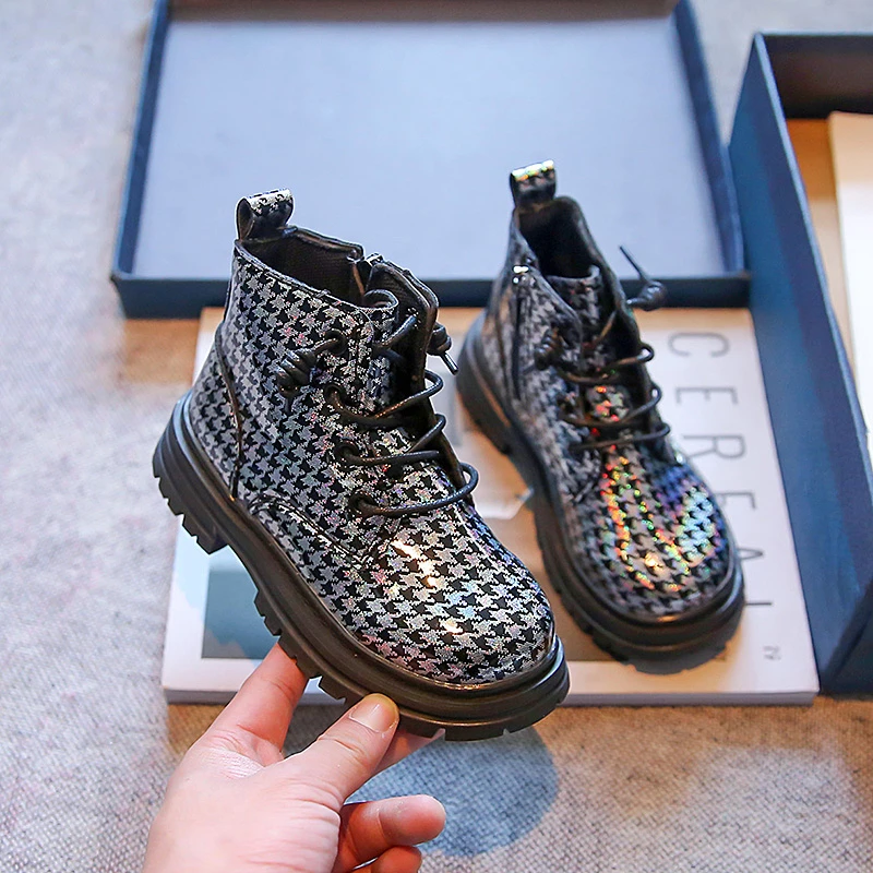 

Children's Versatile Casual Thousand Bird Prints PU Short Boots Give Girls Round Head Korean Style Autumn 2022 Kids Fashion Boot