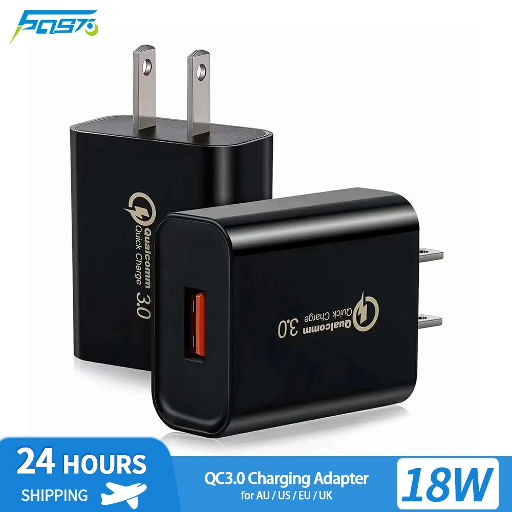 

18W QC3.0 Fast Phone Charger USB A to Type C Single Port Adapter Black Quick Charging Plus for iPhone 13 AU US EU UK