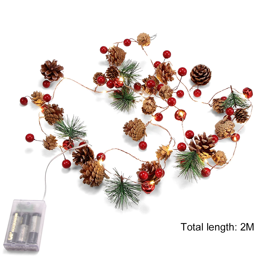 

Рождественская гирлянда из 20 светодиодов, уличсветильник Водонепроницаемая Рождественская Светодиодная лампа в виде соснового конуса, ме...