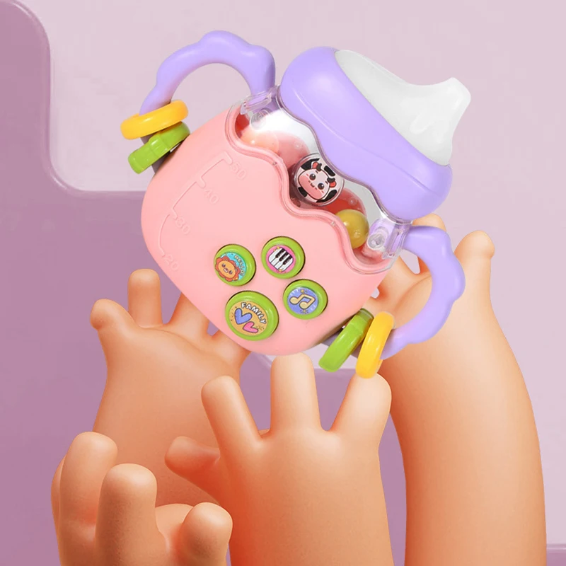 Детская развивающая игрушка-погремушка в виде бутылки