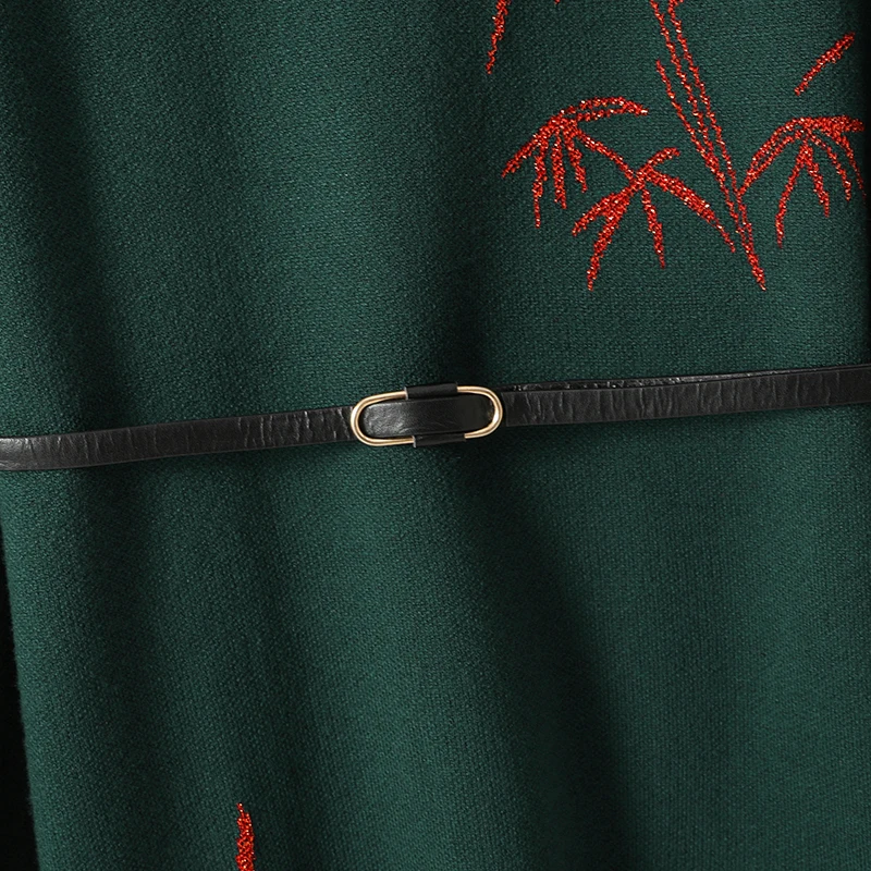 Винтажное трикотажное платье с длинными рукавами и принтом женское