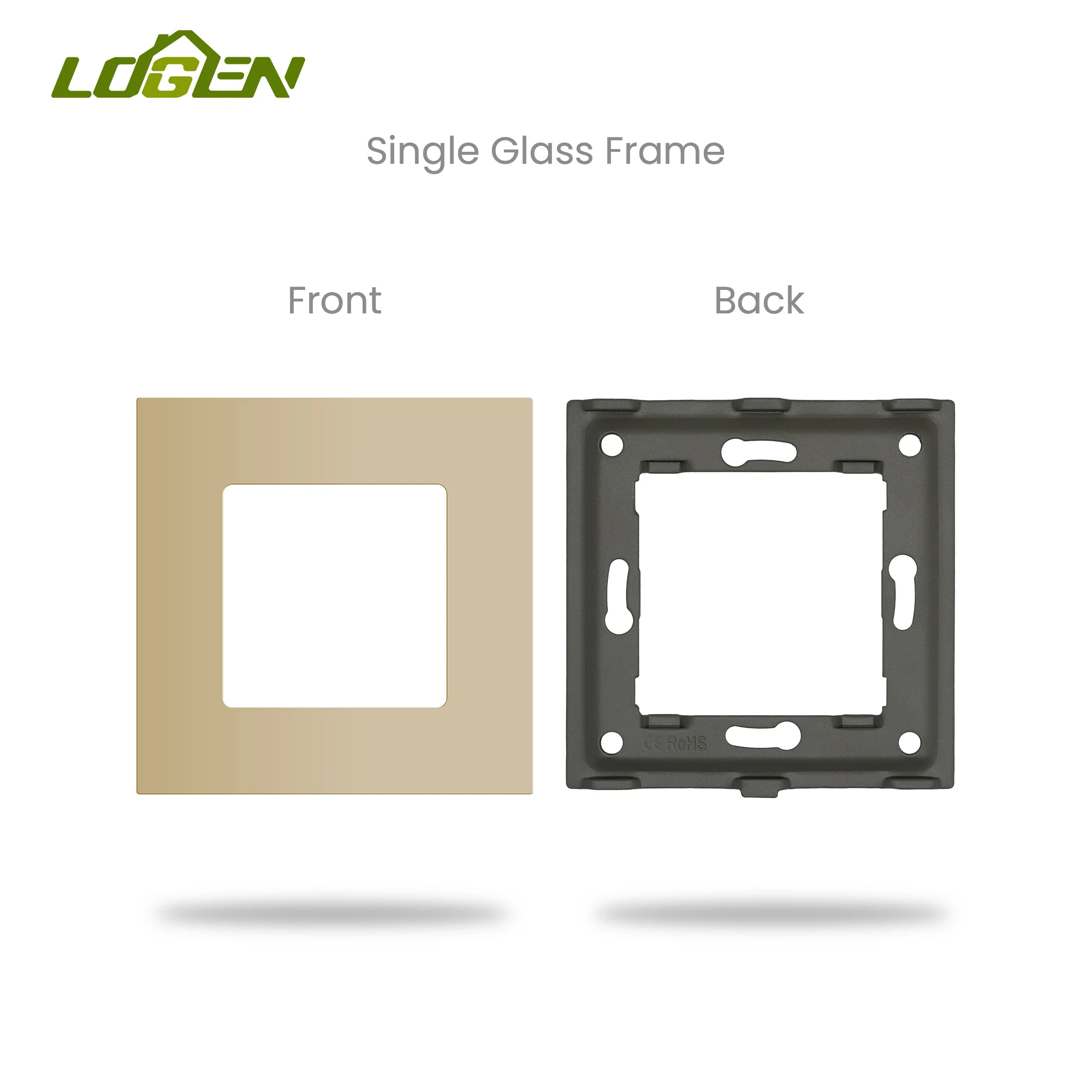 Стеклянная панель с квадратным отверстием LOGEN для настенного сенсорного