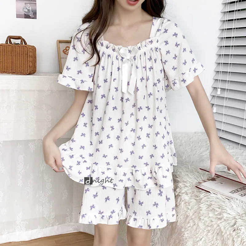 Japanese Summer Women Pajama Set Short Sleeve Pajamas Plus Size Nightwear 6XL Pyjamas Home Clothing Sleepwear Lounge Pijama
