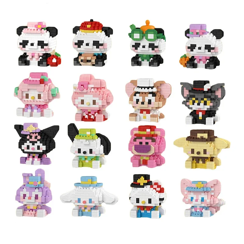 Kawaii Sanrio Panda микро строительные блоки Hello Kitty Losto DIY 3D модель MOC Pochacco мини-кирпичная