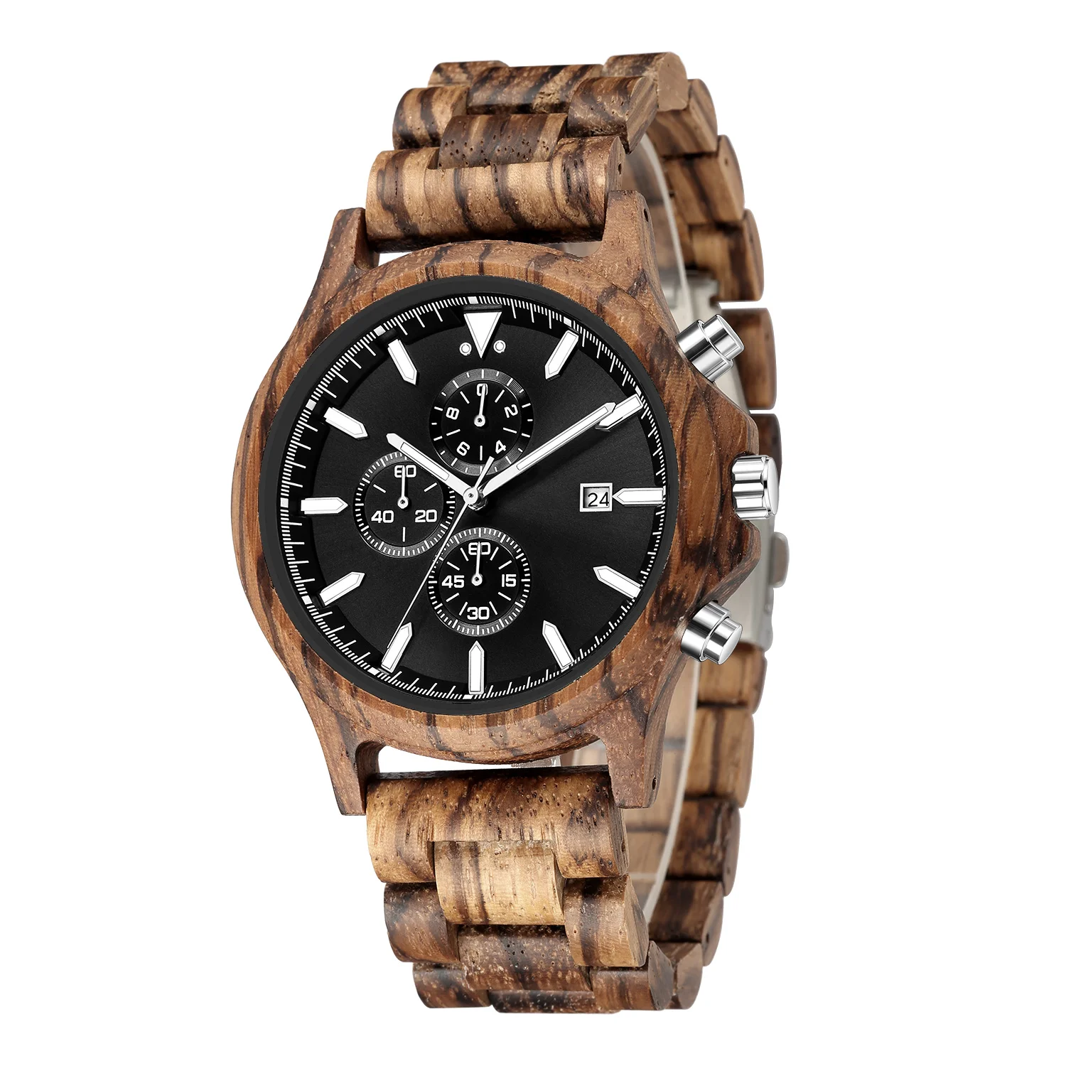 

Новые мужские часы с тремя глазами, шесть стежков, многофункциональная спортивная модель, деревянные часы для мужчин