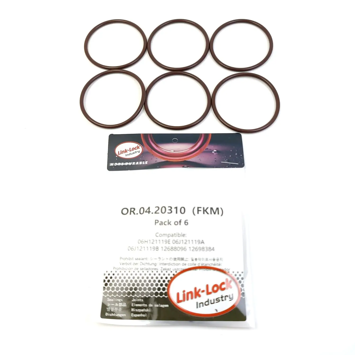 Фото Комплект уплотнительных колец LINK-LOCK 6 шт. OR.04.20310 FKM Viton для регулировки распредвала 06H121119E 06J121119A 06J121119B 12688096 1269838 №1