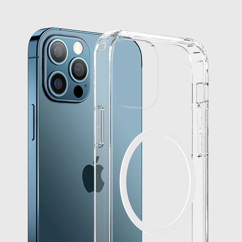 Противоударная задняя крышка для Magsafing Магнитный Тонкий жесткий прозрачный