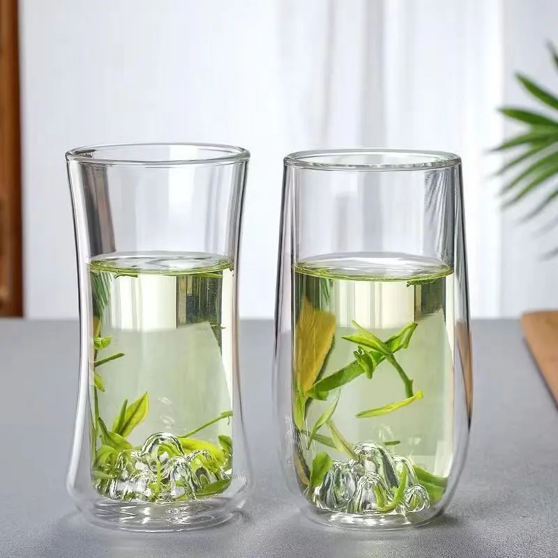Double Layer Mountain Observation Cup, Glass Green Tea Cup, Double Layer Thermal Insulation, Transparent Fragrant Tea Cup