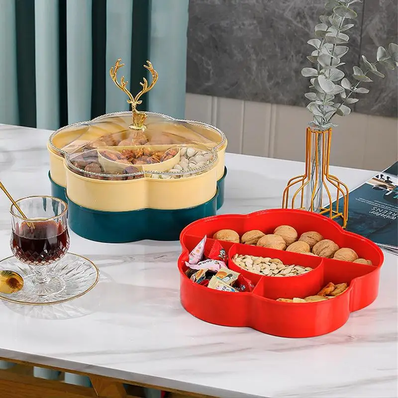 

Divided Serving Container Fruit Trays For Serving For Party Nut And Candy Serving Dish Double Layer Serving Tray Container