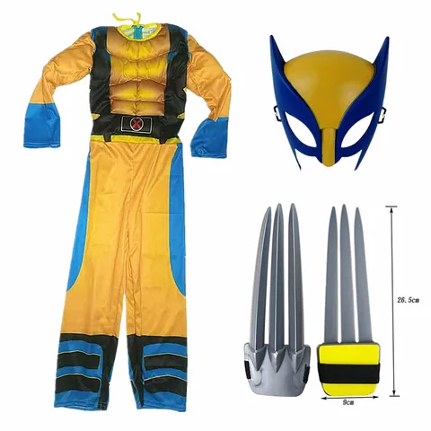 Детский костюм Росомаха, комбинезон супергероя для мальчиков, маска для косплея на Хэллоуин, реквизит в виде волчьего когтя, фантазия
