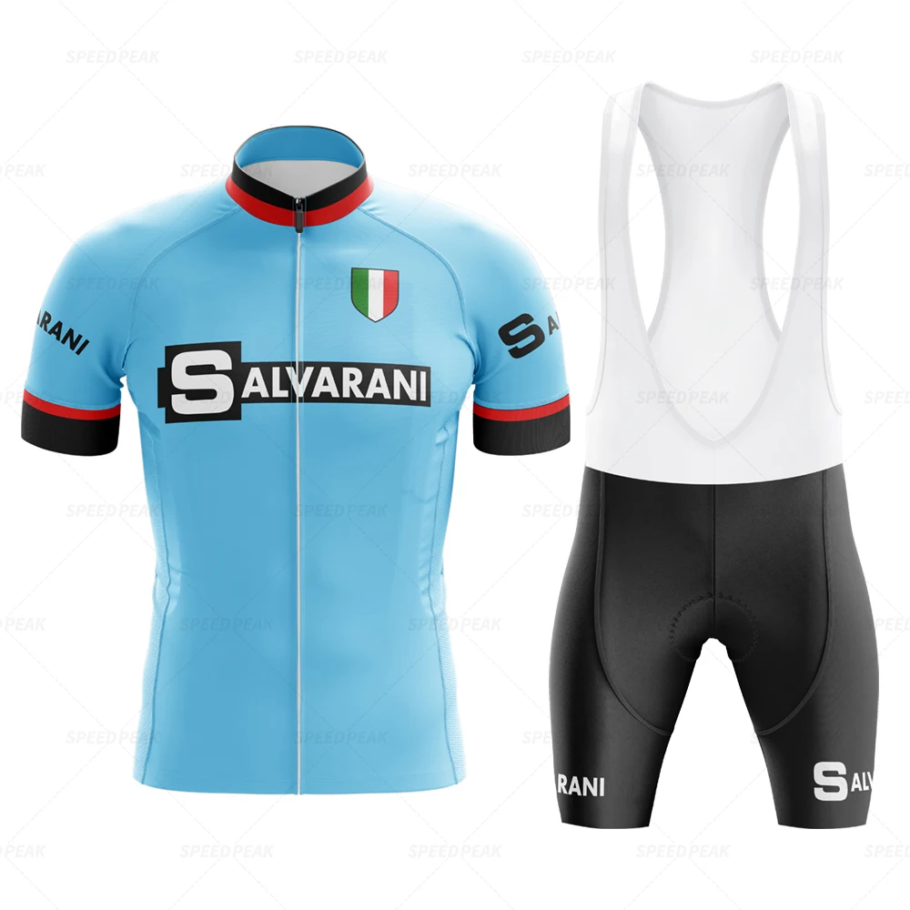 

SALVARANI Retro Cycling Jersey Set Classical Bicycle Suit Bike Summer Sleeve Men Bib Shorts Clothes Por Team Men's Bike