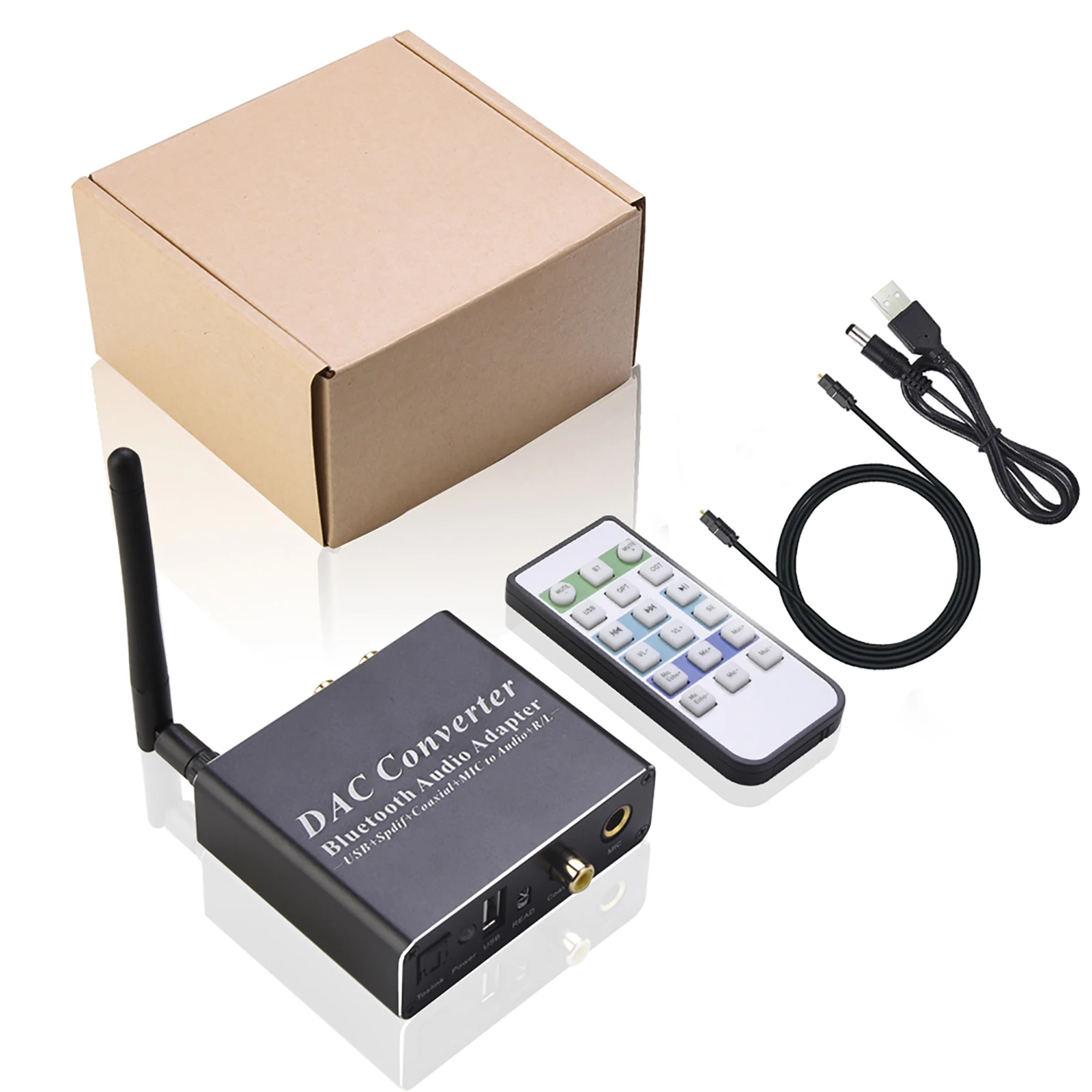 

DAC Converter Bluetooth Audio Adapter USB + SPDIF + Coaxial + Mic To Audio + R/L Decoder Adapter