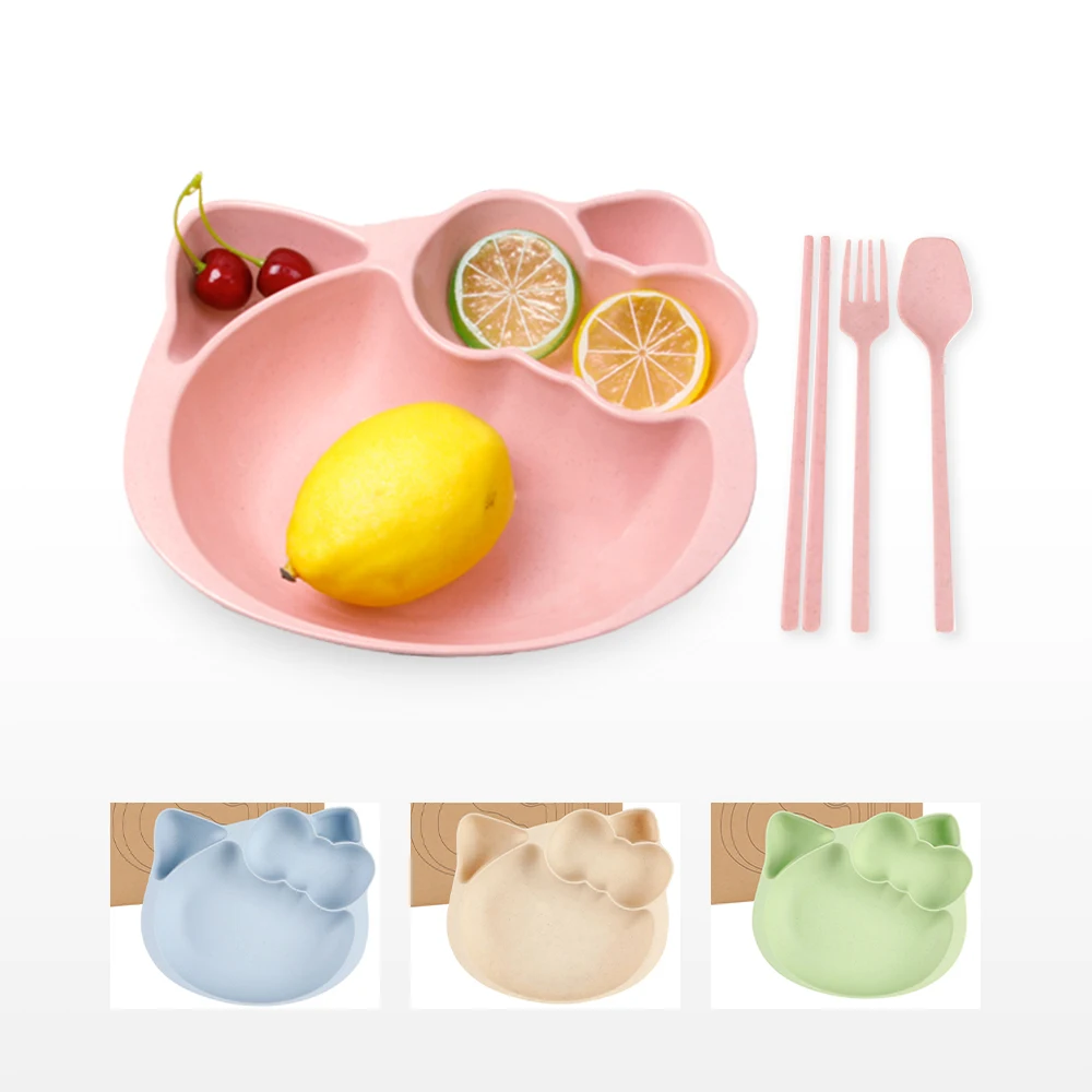 Комплект детской посуды из 4 предметов креативная Милая Антискользящая