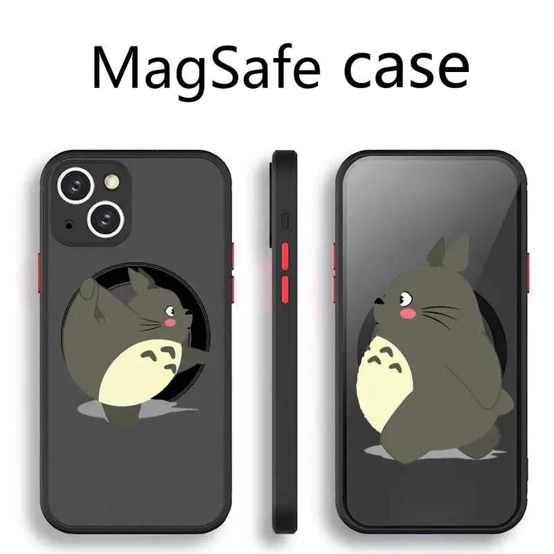 

cute totoro sprite away anime Phone Case Transparent Magsafe Magnetic Magnet For iPhone 13 12 11 Pro Max Mini Wireless Charging