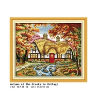 embroidery set autumn scenery figure cross stitch fabric kit canvas embroidery embroidery craft line furniture decoration