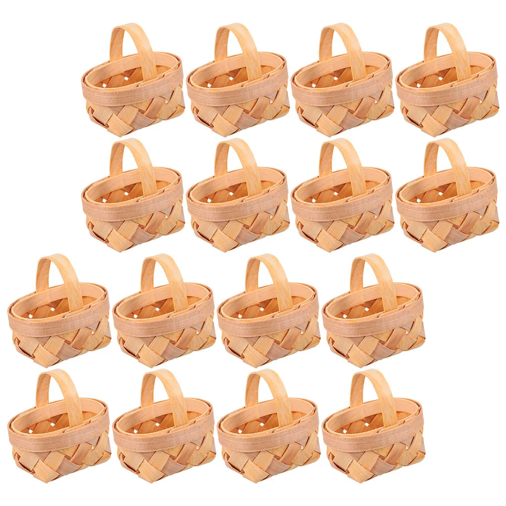 

16 Pcs Woven Basket Flower Gift Mini Willow Baskets Happy Candy Small Rattan Basket Wood Braided Basket Baby