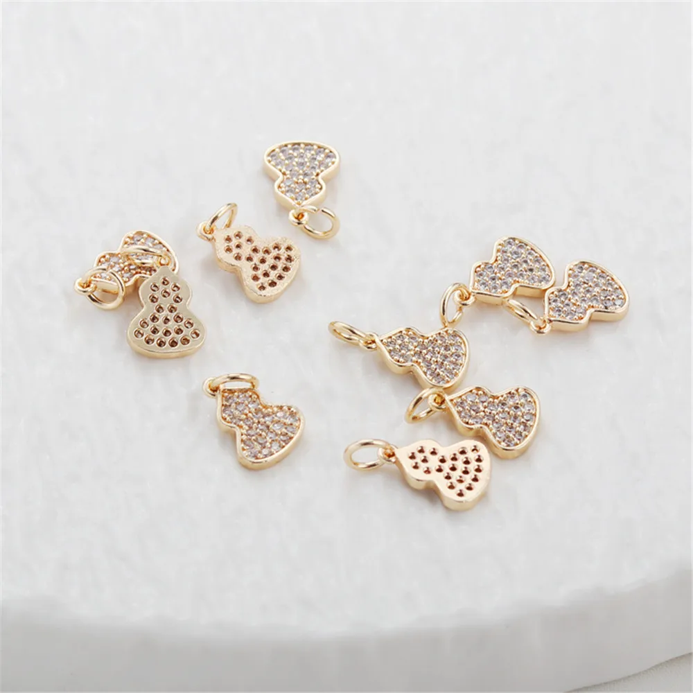 

14k gold micro-set zircon gourd pendant 8 * 12mm bracelet necklace pendant diy jewelry pendant